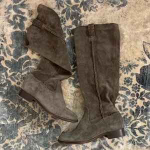 Frye Gray Suede Slouch Cara Boots In Elephant